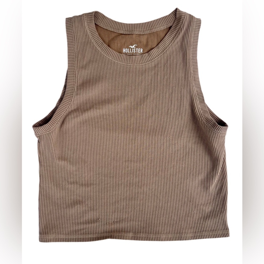 Hollister Brown Ribbed Crop Tank Top